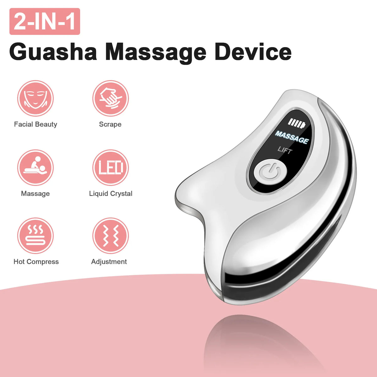 Electric Gua Sha Heated Device Red Blue Light Face Vibration Massager Scraping Board for Skin Rejuvenation Face Lifting Machine