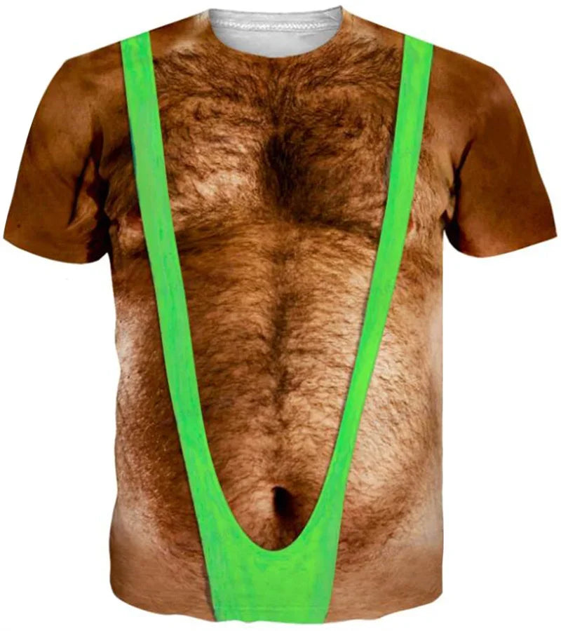 Men's 6-pack Abdominal Muscle T-shirt 3D Printed Short Sleeved Fitness Running Sports Casual Loose Short Sleeved Comfortable Shi