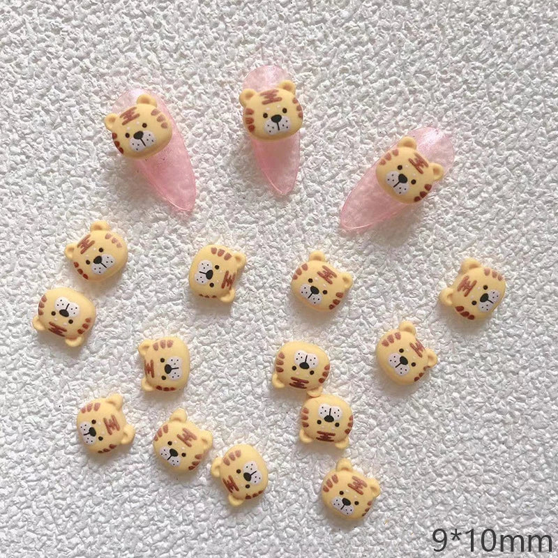 10pcs Cartoon Bunny Nail Art Charm 3D Candy Color Resin Cartoon Animal Lollipop Nail Decoration Korea Kawaii Nail Accessories