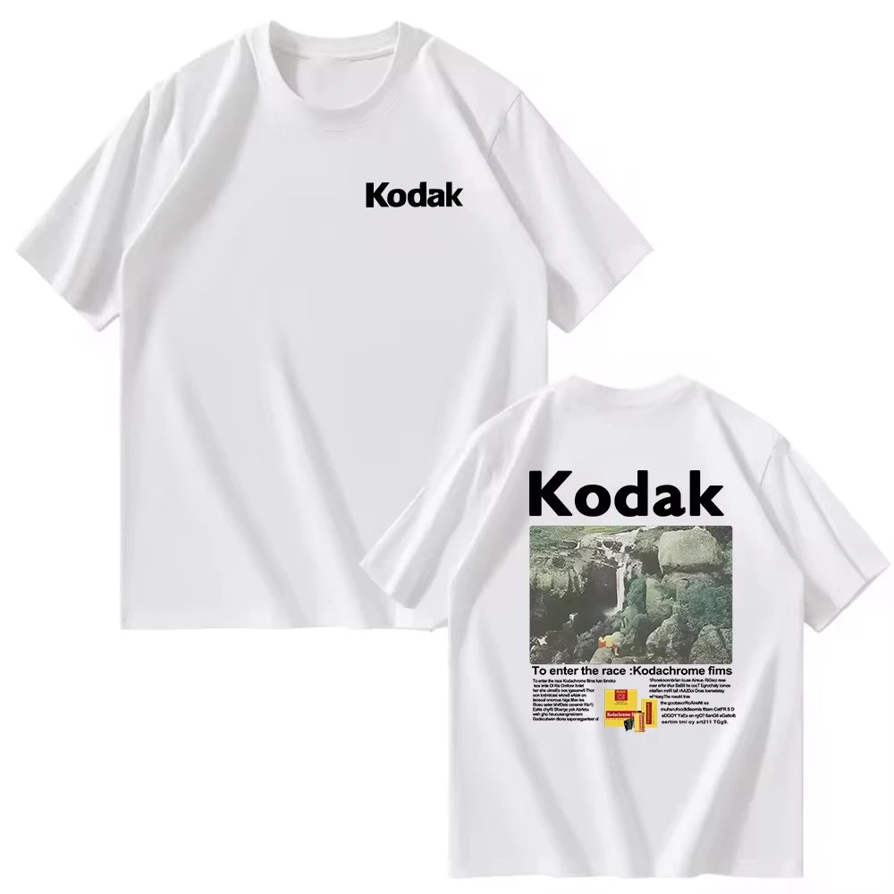 Kodak Polychrome Rainbow Back Print Unisex Cotton T Shirt Vintage Retro Short Sleeve Tee Y2K Casual Streetwear Film Graphic Top