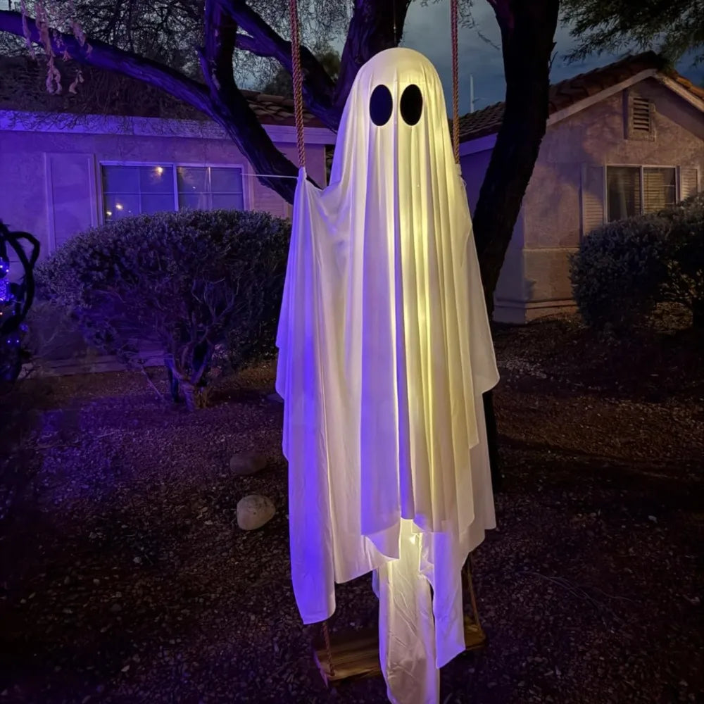 Luminous Halloween Hanging Swing Ghost Large Adjustable Brightness Yard Flying Ghost Swing Ornament LED Remote-controlled