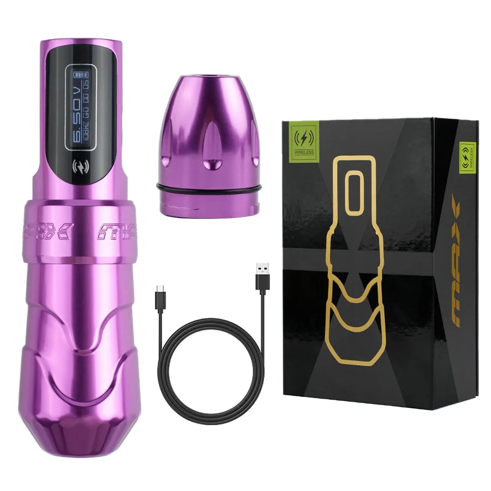 MAX Tattoo Machine Pen 4.0mm Stroke Professional Body Art Makeup Rechargeable LED Digital Display Battery Wireless Pen Machine