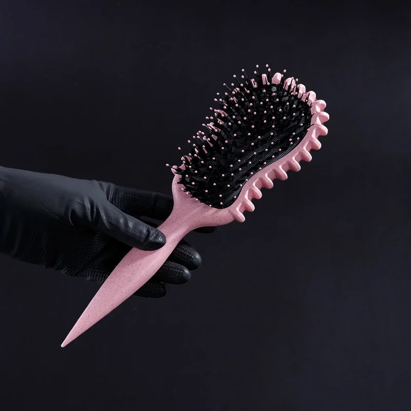 1pc Pink Curly Hair Brush with Black Bristles - Curl Defining and Shaping Comb  Hair Styling Tools Durable Hairbrush