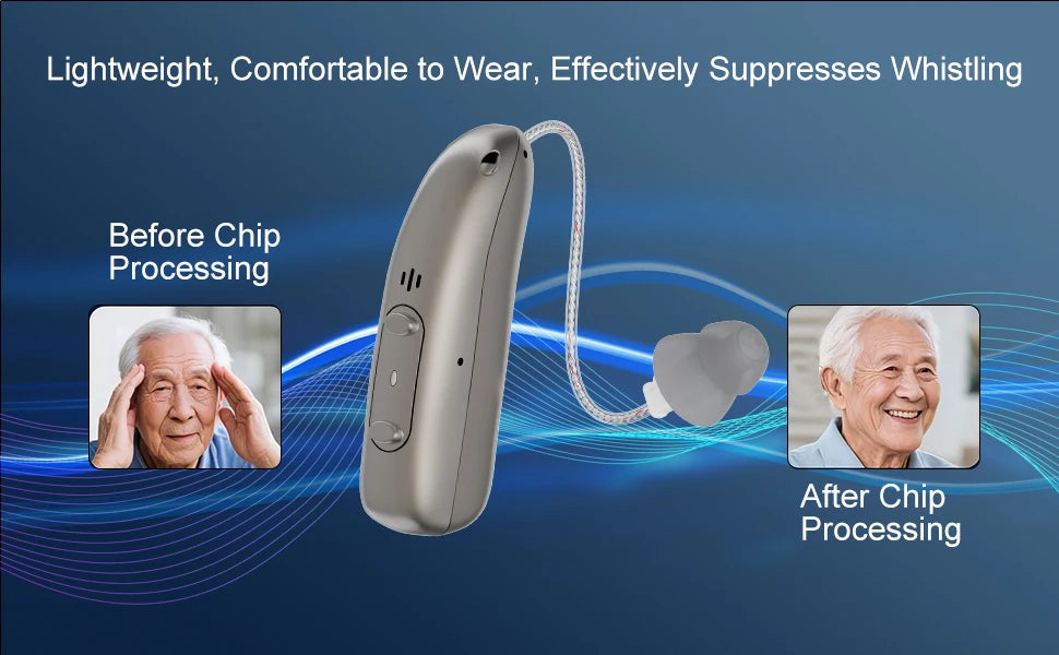 2025 Top Mirasing 10-Channel Digital BTE/RIC Hearing Aid - Rechargeable & Noise Cancelling with Portable Charging Case