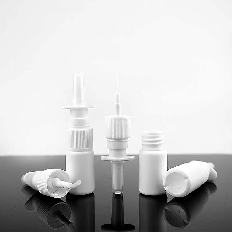 20/50/100pcs Customized 10ml HDPE Black Nasal Spray Bottle with Fine Black Nasal Sprayer Empty White Mist Nose Sprayer Bottle