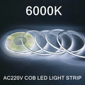 AC220V 240LEDs/M COB LED Strip Light Flexible Tape Lights Smart IC No Need Driver High Bright Linear Lighting RA95 Warm White