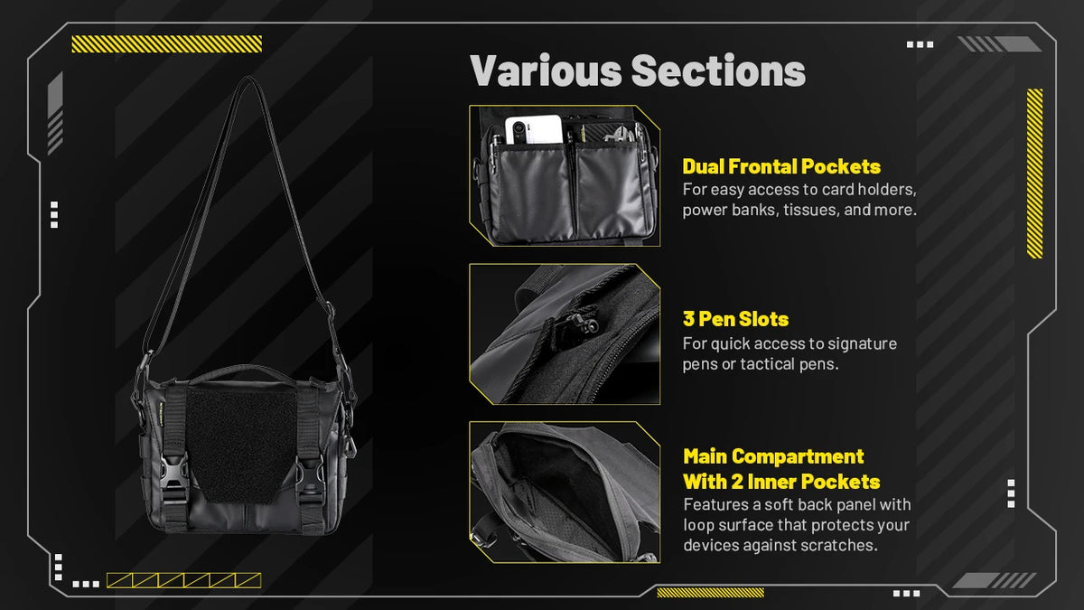 NITECORE SLB05 Sling Bag Handbag Waterproof 2L Large Capacity 600D Nylon Fabric