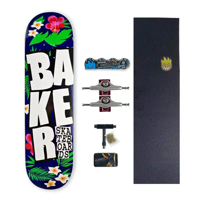 Baker Thrash Skateboard Double RockerSets Complete Pro 100% Canada Maple Deck 7.75/8.0/8.25/8.5 Inch 7 Ply Cold Pressing