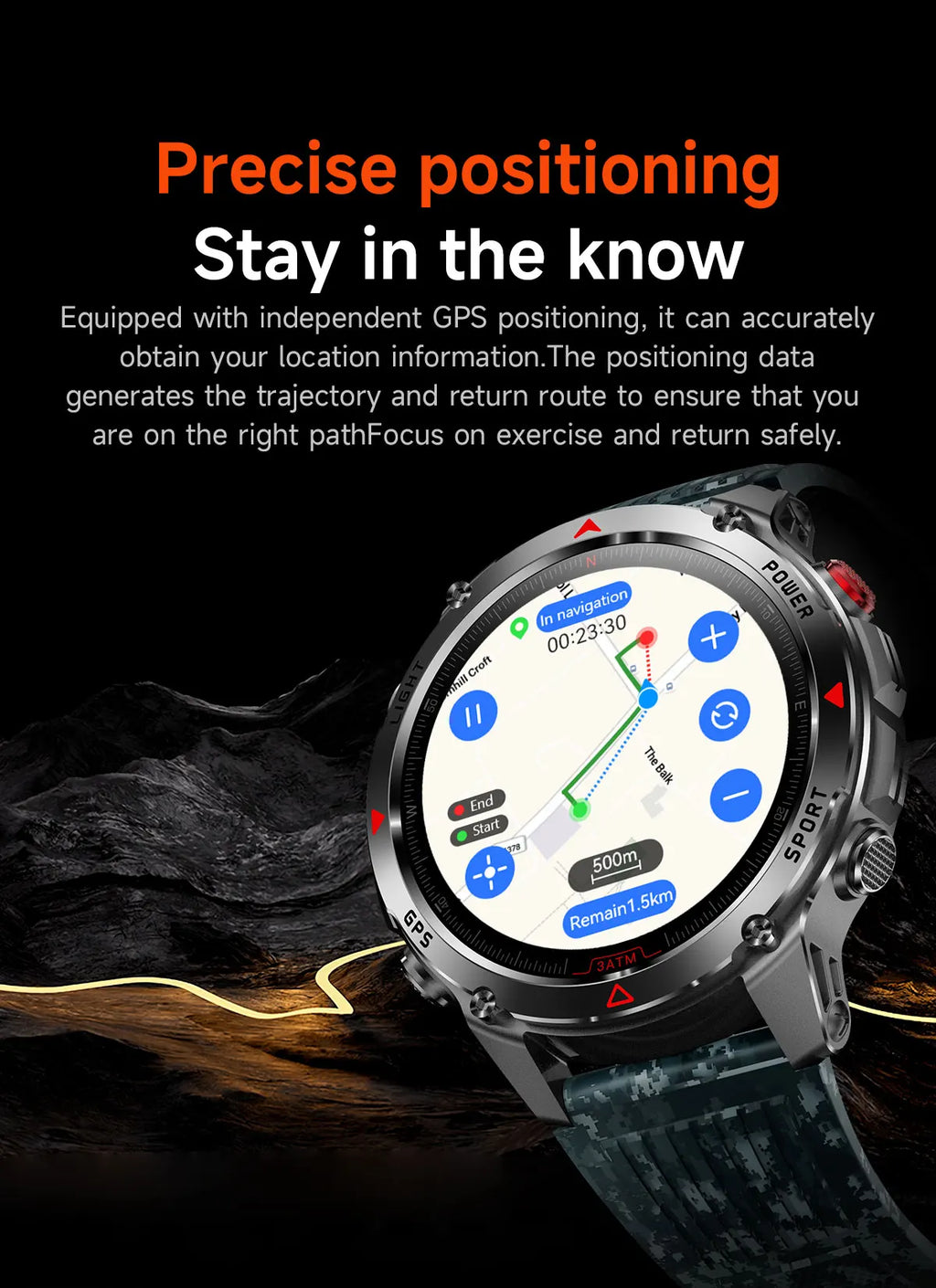 2025 New Military Bluetooth Call Smart Watch Built-in GPS Compass Barometric Altimeter 3ATM Waterproof Sports Smartwatches Men