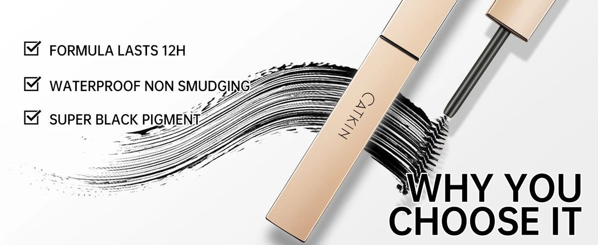 CATKIN Mascara Black, Volumizing & Lengthening Waterproof Nourish Eyelash Mascara, Create Longer and Thicker Looking Lashes