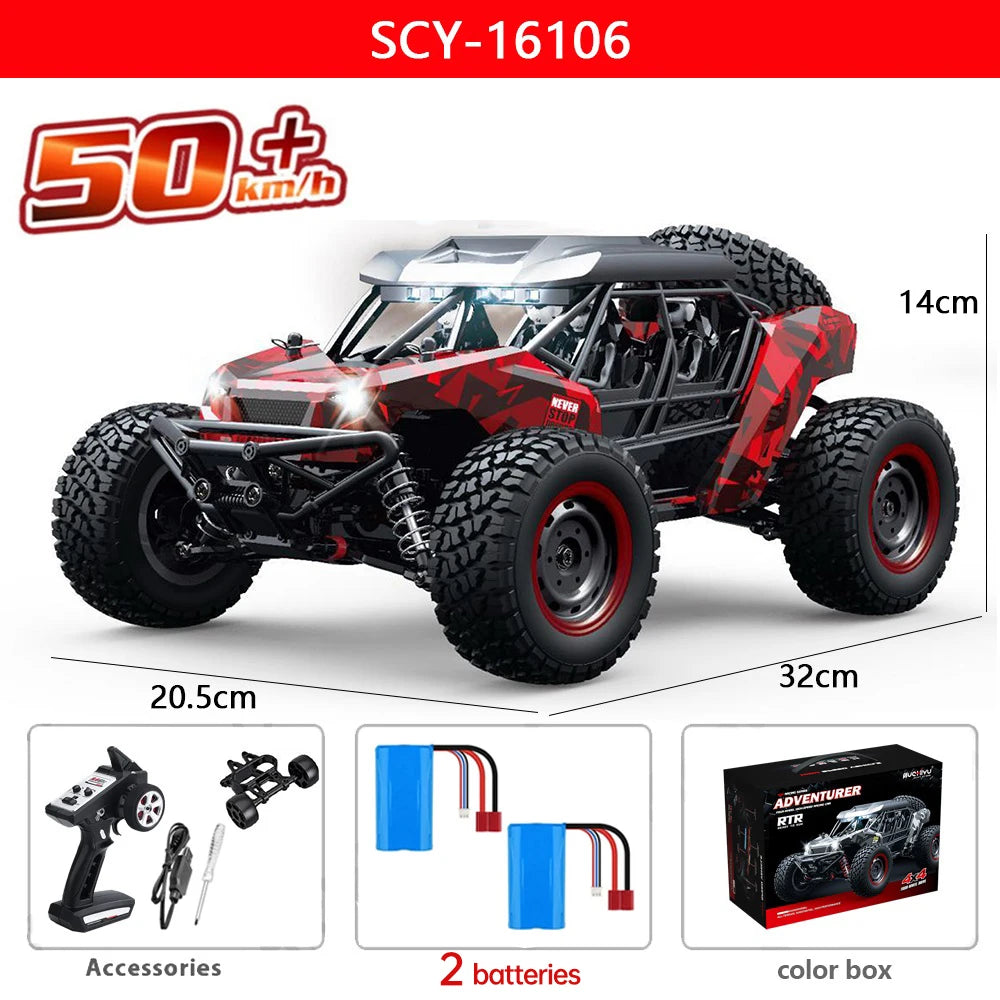16106 1:16 50KM/H 4WD RC Car With LED Remote Control Off-road Cars High Speed Drift Monster Truck for Kids vs Wltoys 144001 Toys