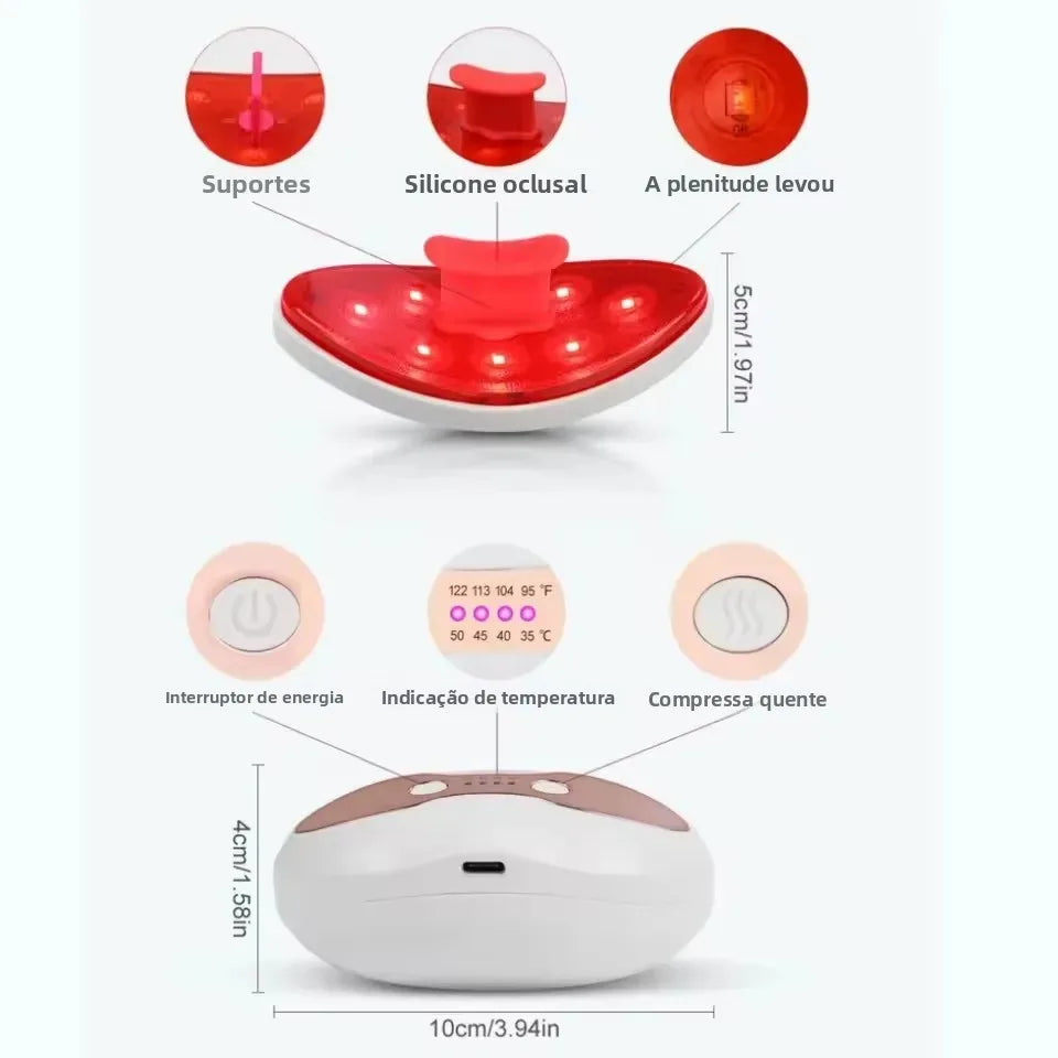 2 in 1 LED Light Lip Plumper Device 4 Levels Heating Temps Lip and Eye Care Tool for Smooth Lip Wrinkles and Reduce Dark Circles