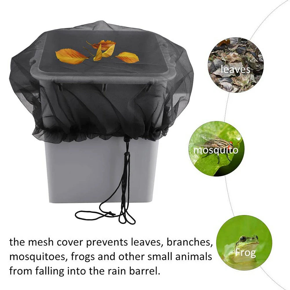 1Pc 60CM Mesh Cover Netting For Rain Barrels Water Collection Buckets Cover Water Tank Protection Lid Rain Collect Tool