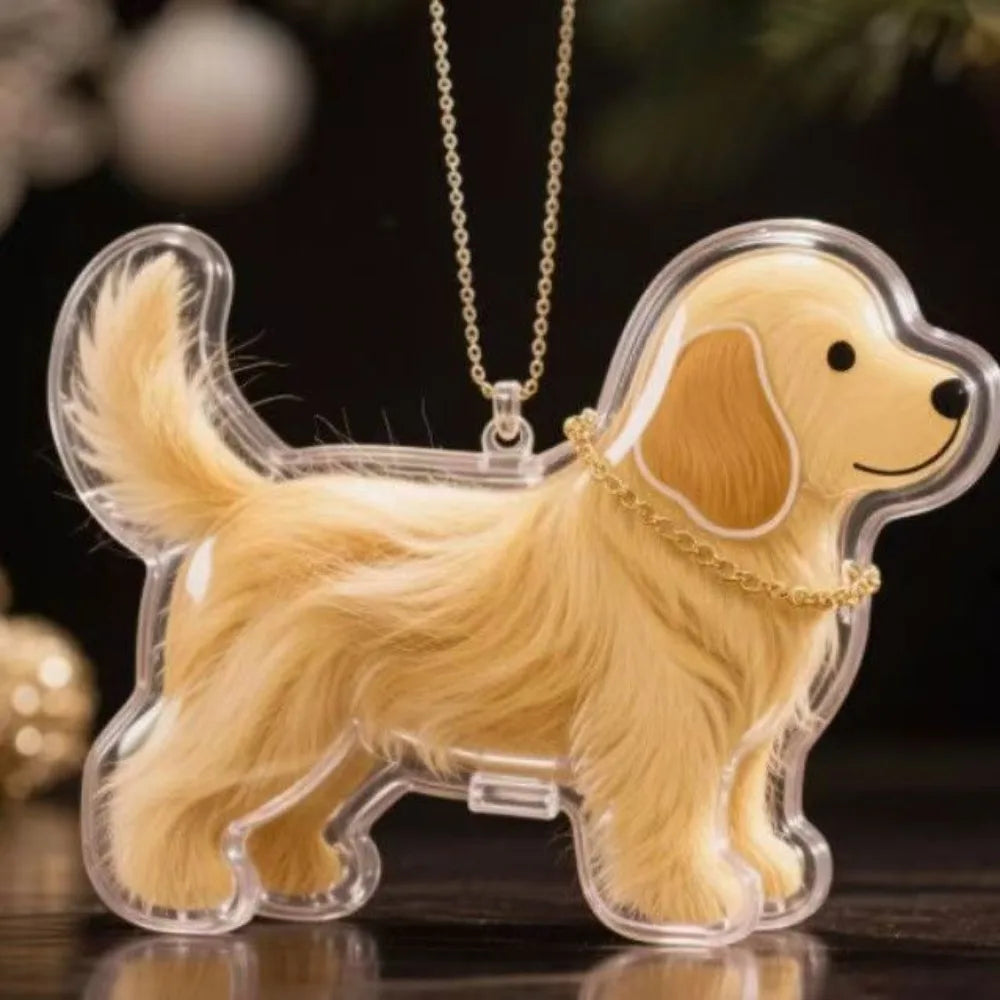 Dog Shape Dog Hair Storage Box Hair Grooming DIY Handmade Pet Hair Keychain Transparent Keyring Puppy Pendants Pet lovers