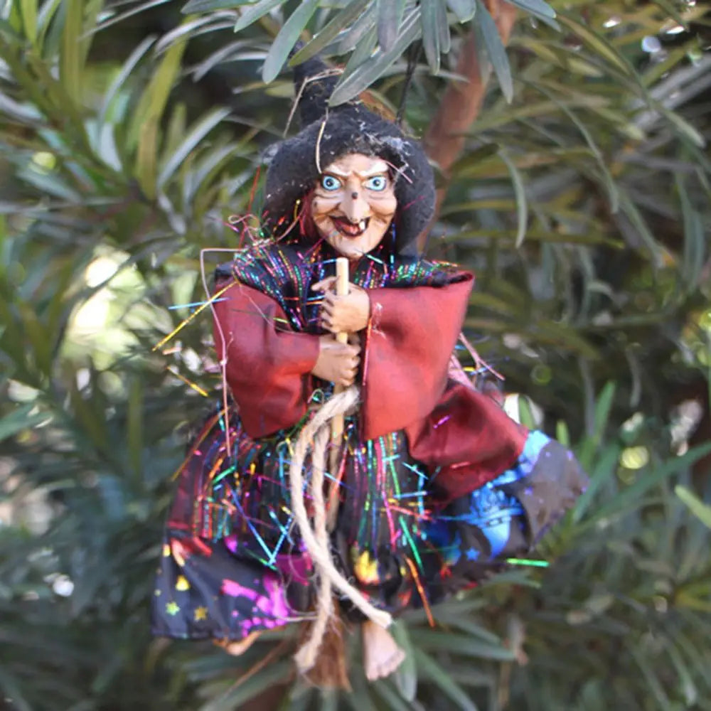 1pc Halloween Ghost Festival Witch Figurine Hanging Doll DIY Decor Pendant Ornaments for Party Haunted House Props Garden Decor