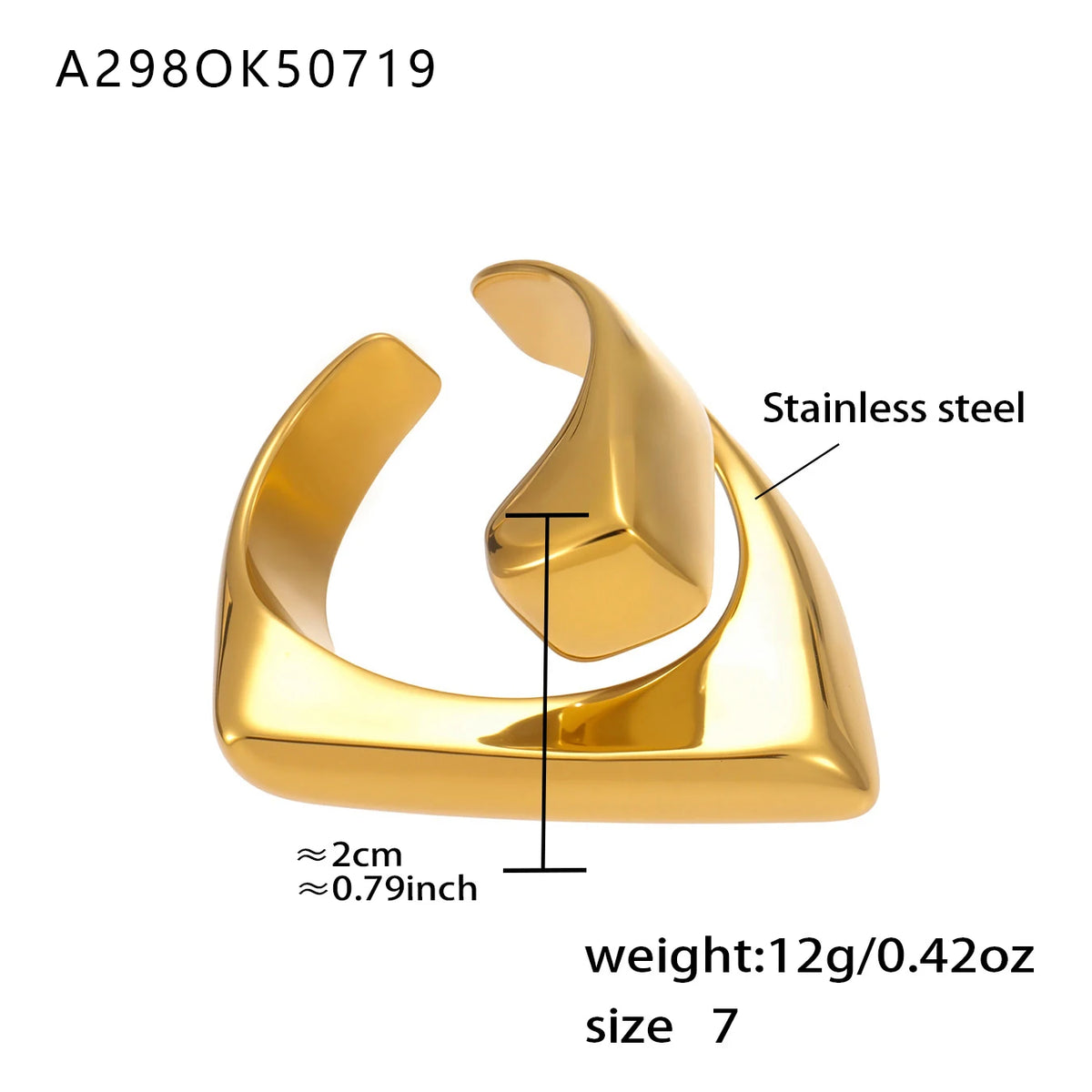 Multi-style Waterproof Gold Color Silver Chunky Ring Women's Geometric 316 Stainless Steel Ring Femme Finger Fashion Jewelry