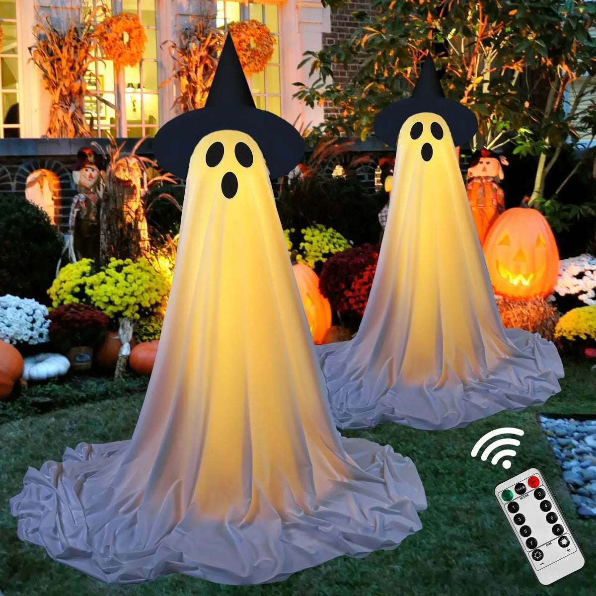 2 Packs Halloween Decorations Outdoor Cute glow Indoor Spooky Ghost Scary Ghosts Decor for Yard Garden Home birthday decoration