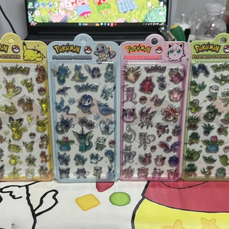 4-20pcs 3d Crystal Pokemon Stickers Kawaii Solid Relief Stickers Diy Diary Scrapbook Decor Supplies New Arrival Student Statione