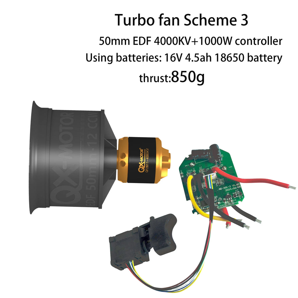 50 / 64 / 70mm EDF Brushless Motor KIT 1000W Controller ESC Blower Switch for Turbo Fan Blower