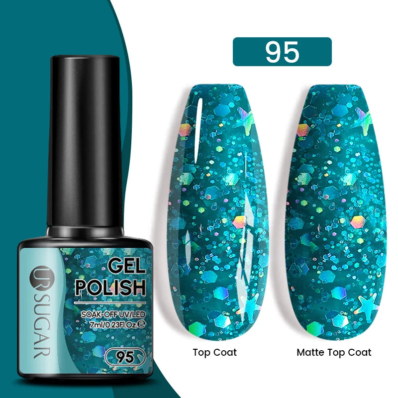 UR SUGAR 7.5ml Reflective Magnetic Gel Nail Polish Glitter Silver Pink Magnet Gel Soak Off UV LED Nail Manicure Varnish UV Gel