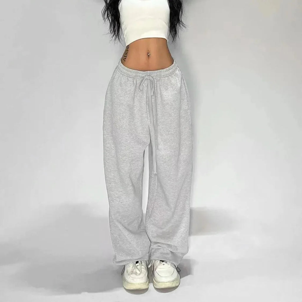 Retro Y2K Baggy Pants Fashion Women Pocket Elastic Waist Oversized Vintage Wide Leg Pant Casual Streetwear Sweatpant Trousers