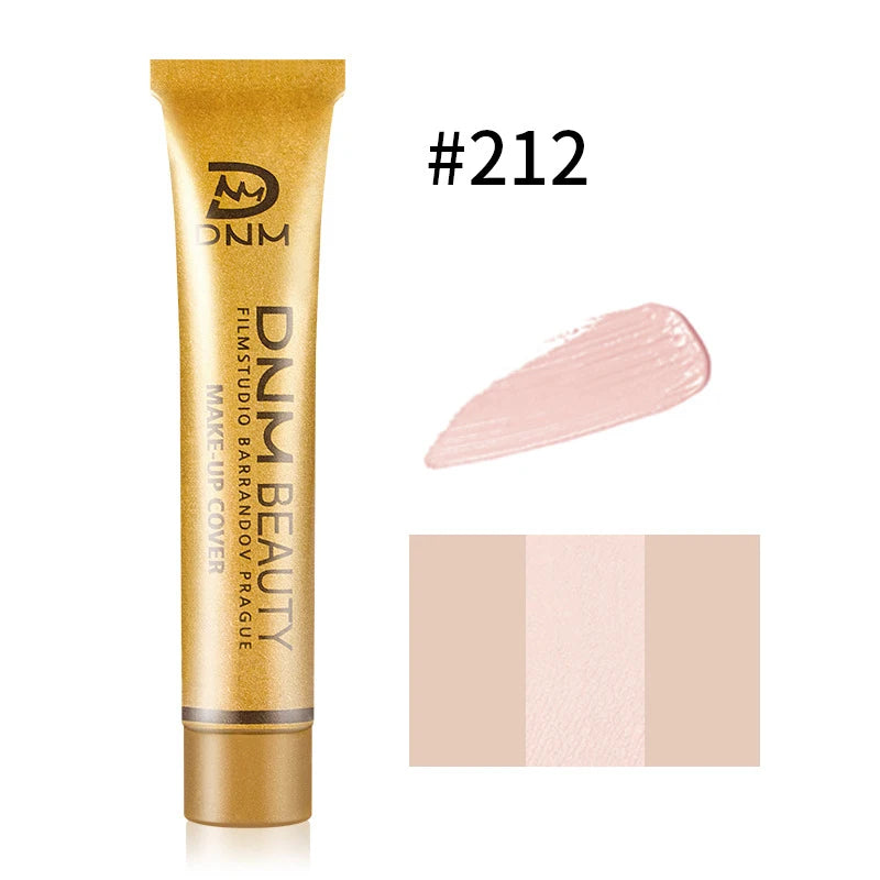 2-in-1 Full Coverage Concealer & Foundation, Gold Tube Cream For Dark Circles Tattoos Freckles Redness, Even Skin Tone
