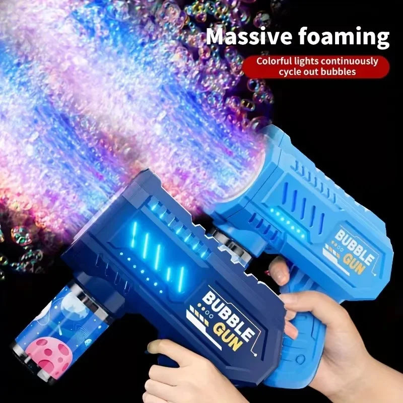 Fully Automatic Bubble Gun Rocket Bubbles Machine Automatic Blower with Bubble Liquid Toys for Kids Beach Outdoor Bubble Gifts