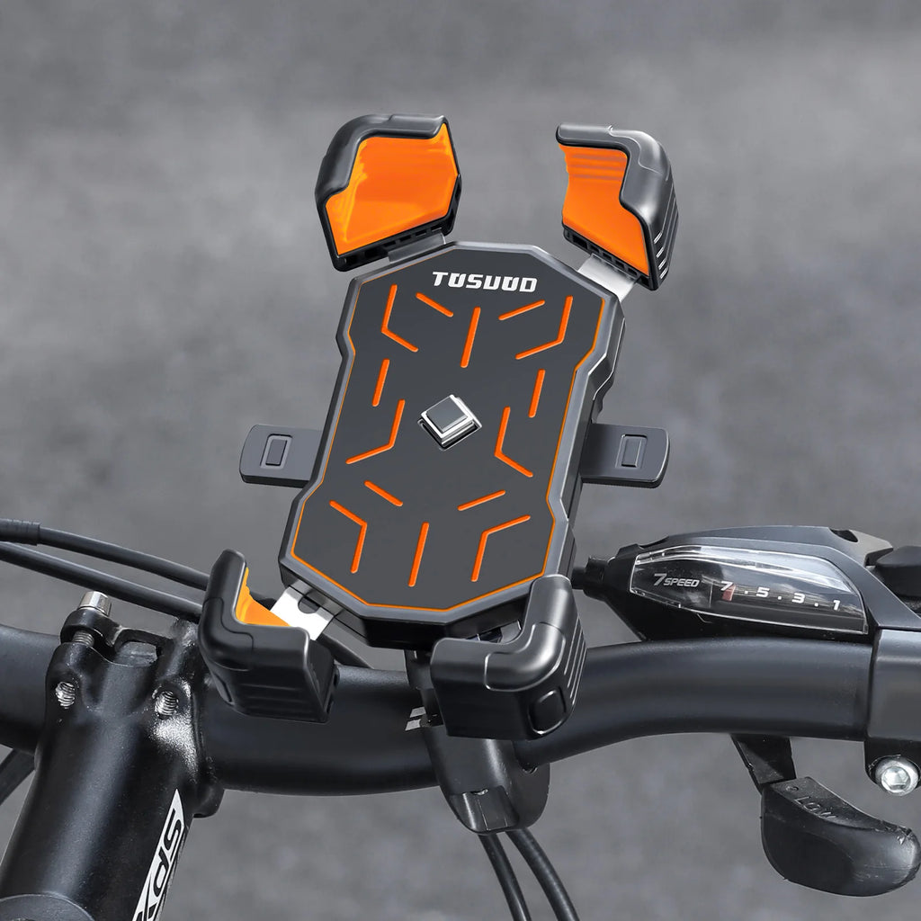TOSUOD Bike Handlebar Phone Holder Automatic Locking One-Button Opening And Closing Bicycle Mobile Phone Stand