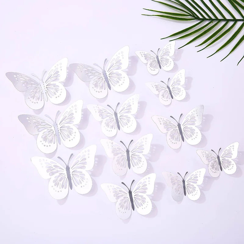 12 pcs Butterfly Cake Toppers Rose Gold for Birthday, Wedding, Engagement Occasions Dessert Decoration Cupcake Toppers DIY Gift