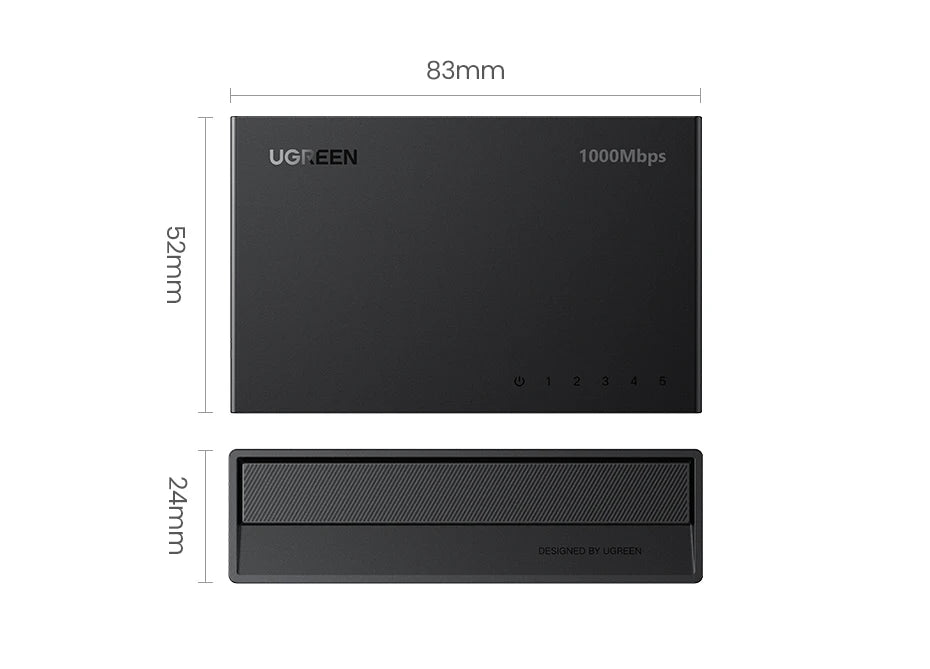 UGREEN Ethernet Switch 1000Mbps Mini Network Expension 5Ports All Gigabit for Router Lan Hub Full/Half Duplex Plug and Play