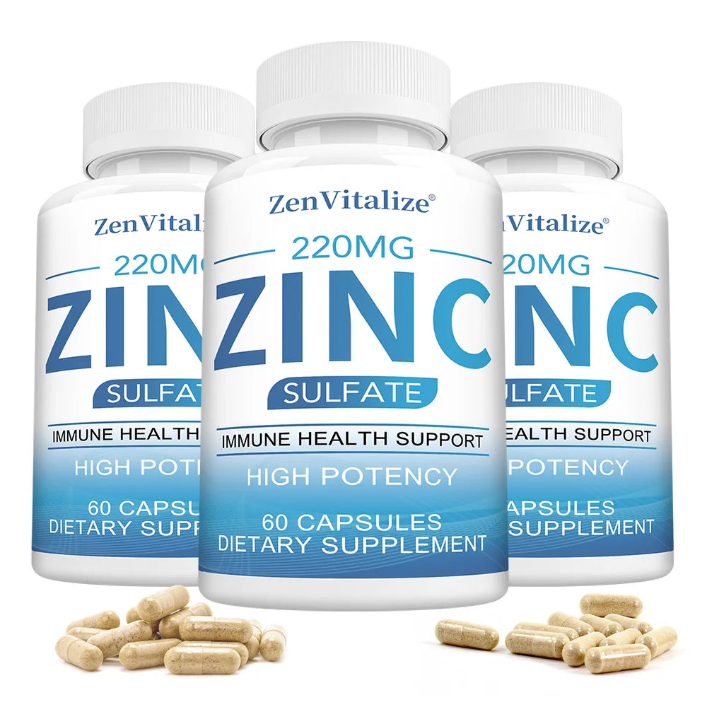 ZenVitalize Zinc 220Mg [High Potency] Supplement – Zinc Sulfate for Immune Support System