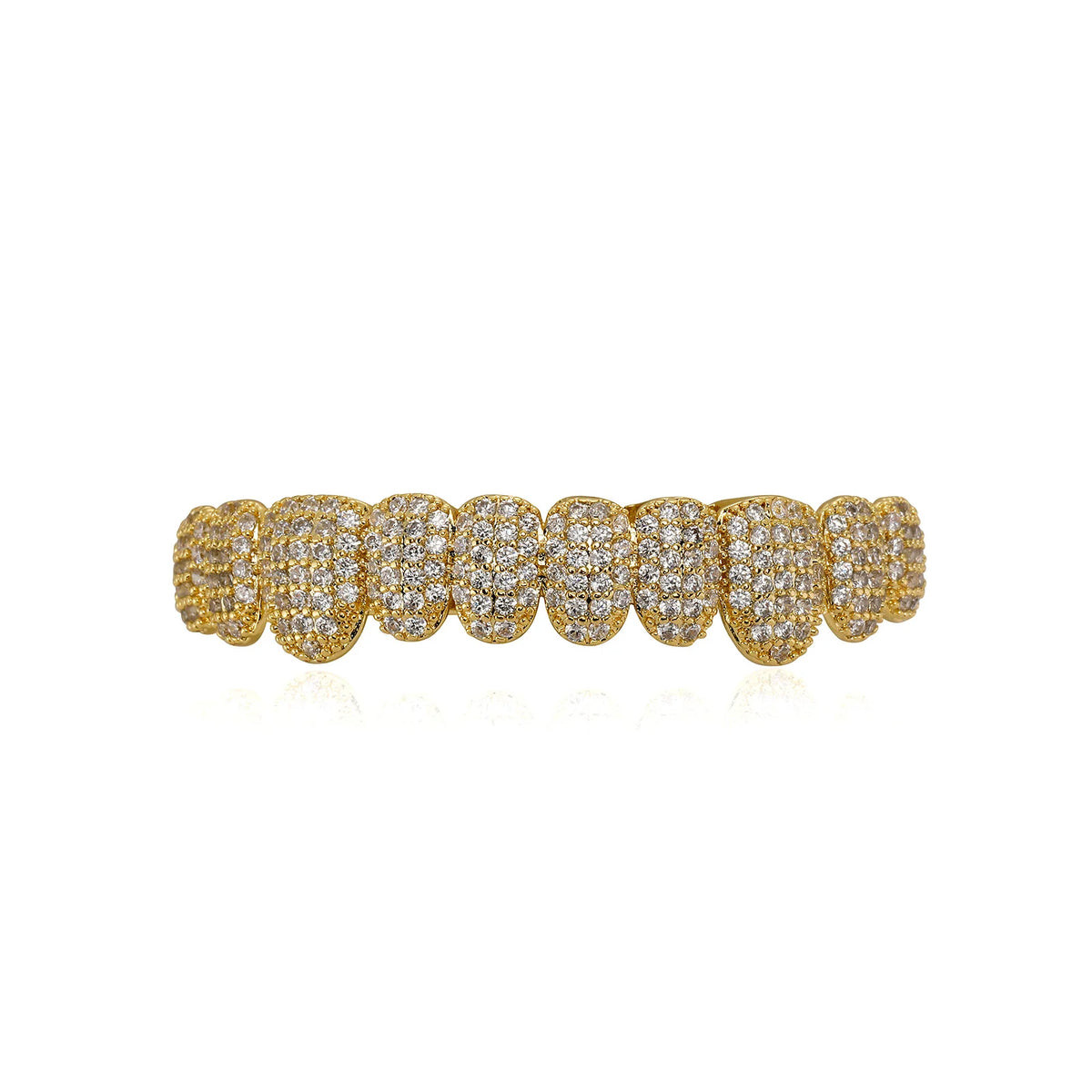 TOPGRILLZ Iced Out 10 Top &10 Bottom 5A CZ Stones Teeth Grillz Punk Rapper 14K Gold Plated Zircon Tooth Caps For Mouth Jewelry