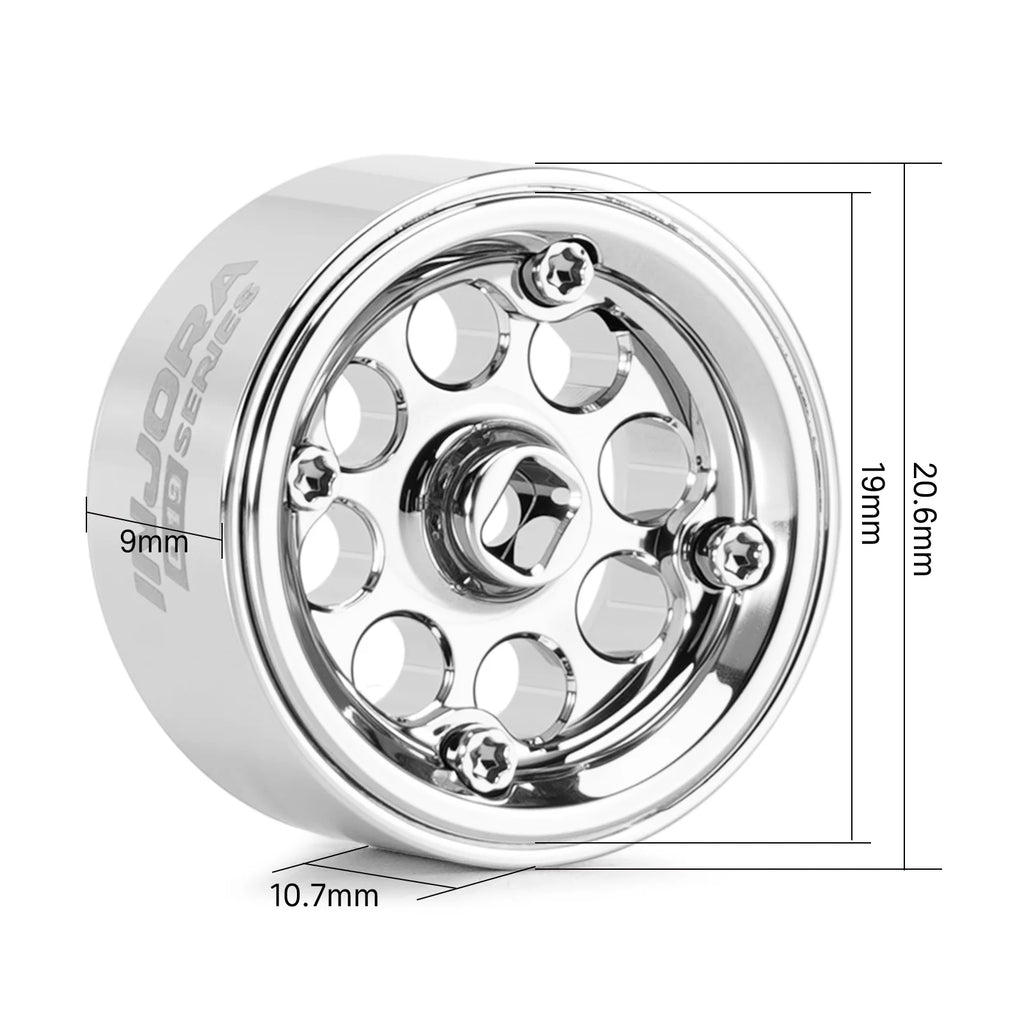 INJORA D19 0.7" Aluminum Beadlock Wheels for 1/30 Axial SCX30 (W7013)