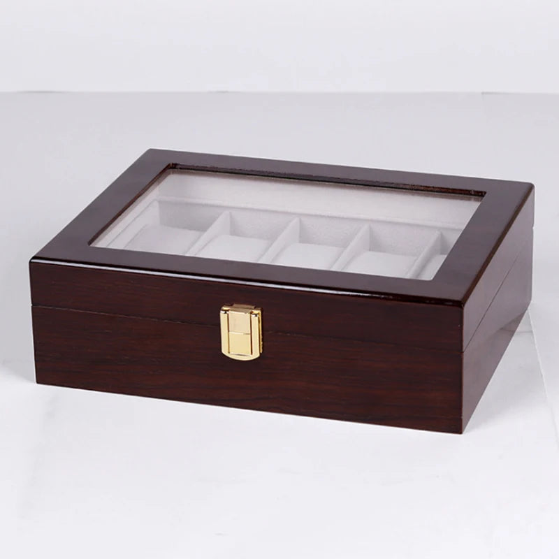 Luxury Handmade Wood 6/10/12Grids  Watch Clock Box for Men's and Women's Jewelry Storage Packaging Box Watch Organizer Display