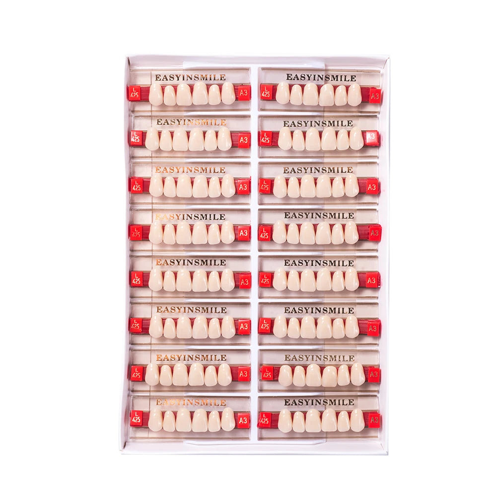 84/96PCS Dental Resin Teeth Acrylic Synthetic Denture A1 A2 A3 Shade 2-Layer Acrylic Denture Education Model Upper/Lower A1-D4