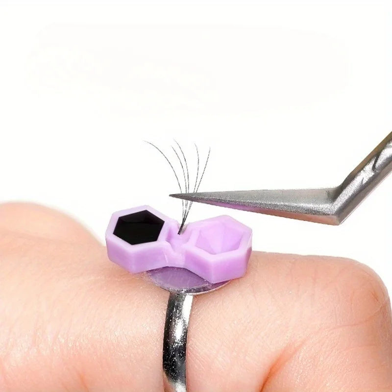 200Pcs Eyelash Extension Glue Cup 2 Hole Honeycomb Tattoo Ink Pigment Holder Container Grafting Eyelashes Auxiliary Makeup Tool