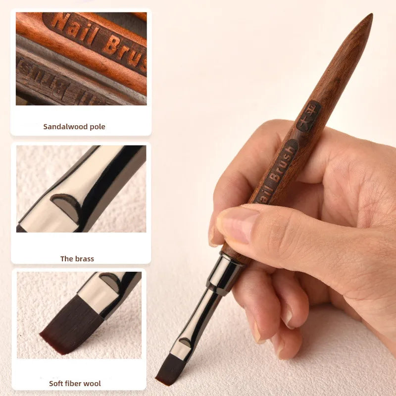 2PCS Sandalwood Handle Nail Drawing Brushes For Manicure Lines Painting Gradient UV GEL Extension Builder Drawing Pen