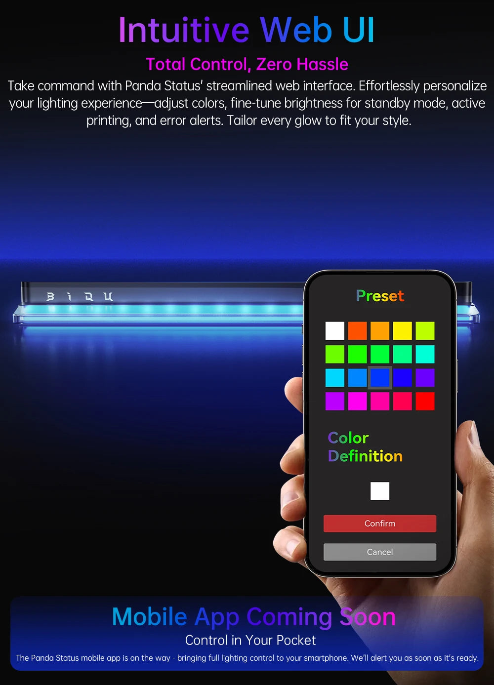 BlQU Panda Status Printer Status Indicator LEDS Lighting For Bambu Lab P1P P1S X1C X1E A1 3D printers