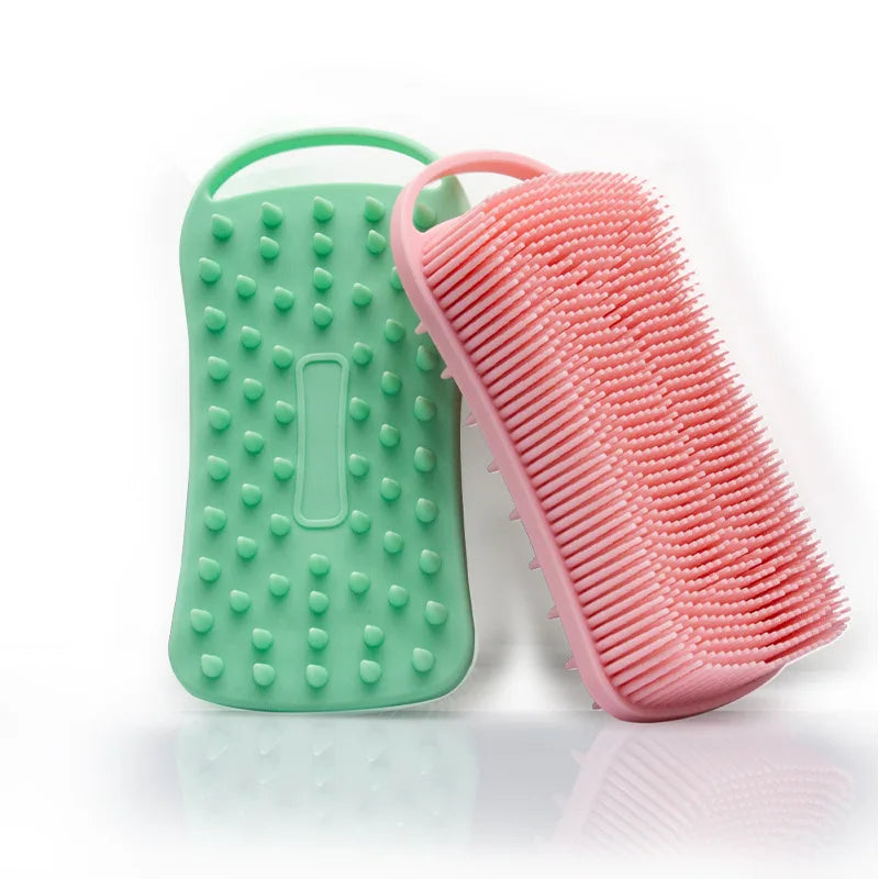 Double Sided Silicone Shower Brush 2 In 1 Exfoliating Body Brush Multi-Function Skin Cleaning Silicone Bath Brush Massage Brush