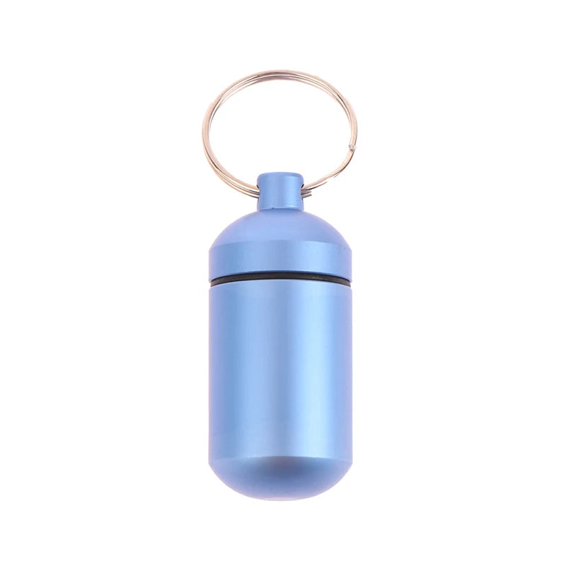 1Pcs Portable Outdoor Waterproof Survival Sealed Pill Box Capsule Seal Bottle  Storage Box  Mini With Keyring Sealed Tank Alloy