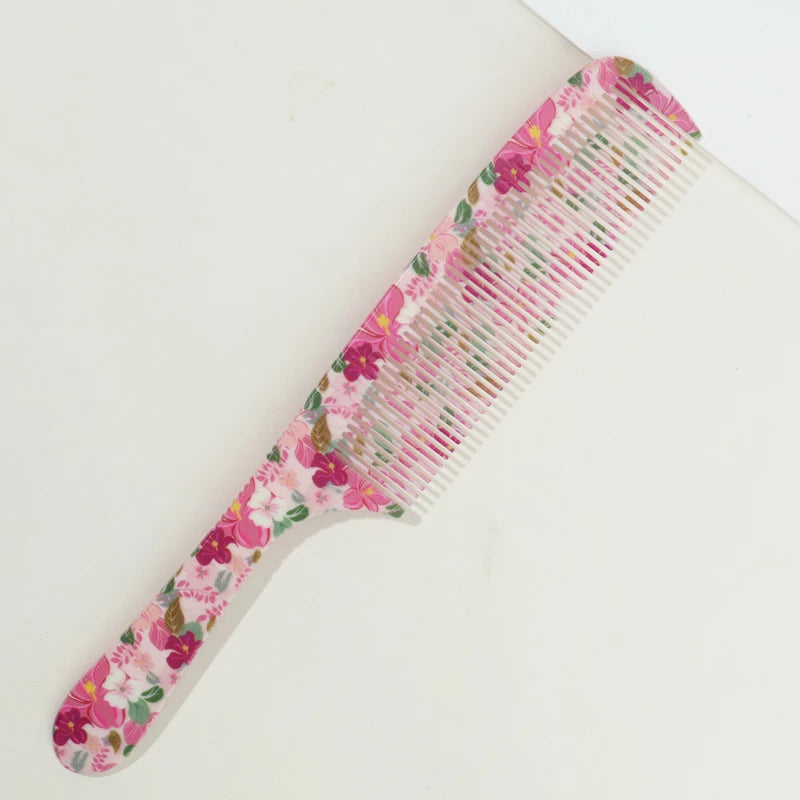 1Pc/3Pcs Hair Combs Including Pointed Tail Comb And Flat Comb. Durable ABS Material. Flower Pattern, Not Picky About Hair Type