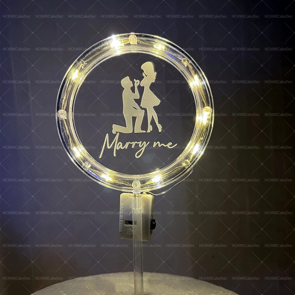 1pc Creative LED Valentine's Day Emit Light Cake Topper for Wedding Valentine's Day Party Cake Decoration Supplies