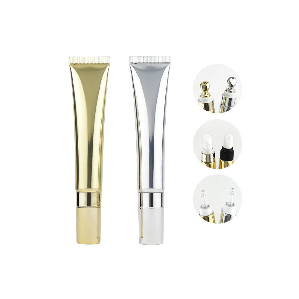 20ml Lip Gloss Tube Custom Logo Empty Squeeze Plastic Liquid Lipstick Metal Tip Lip Oil Balm Container Metal Applicator 30pcs