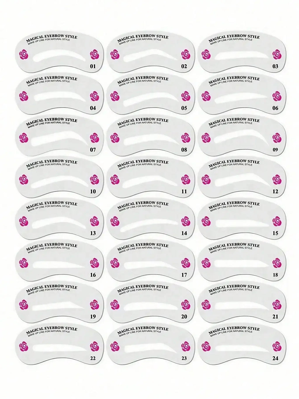 24 Styles Eyebrow Shaping Stencils - Grooming Kit for Women - Perfect for Beauty Modeling and Makeup Application