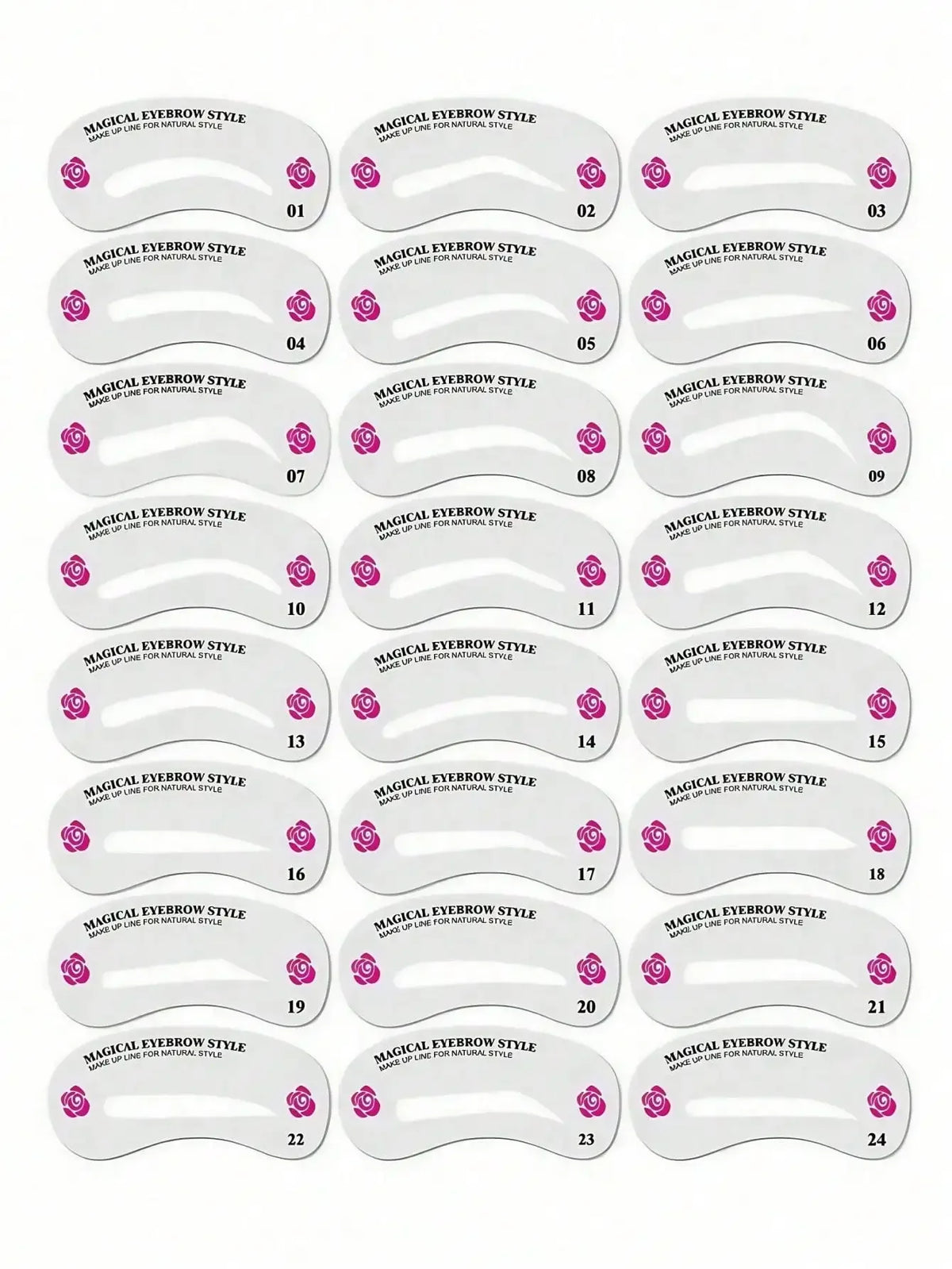 24 Styles Eyebrow Shaping Stencils - Grooming Kit for Women - Perfect for Beauty Modeling and Makeup Application