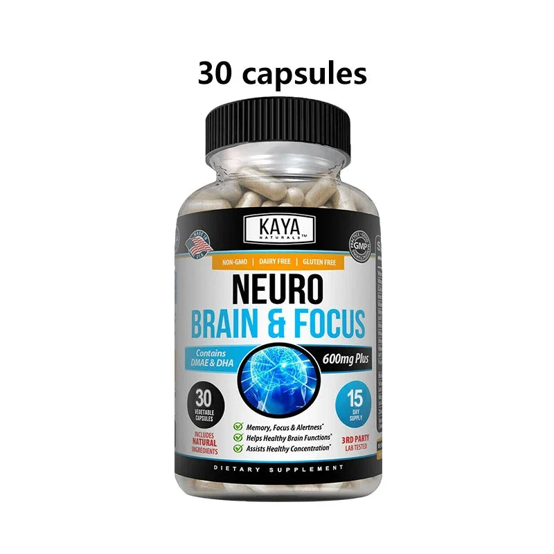 Nootropic Brain Booster Capsules - Vitamins, Memory, Concentration, Clarity & Cognitive Performance Support, Stress Relief