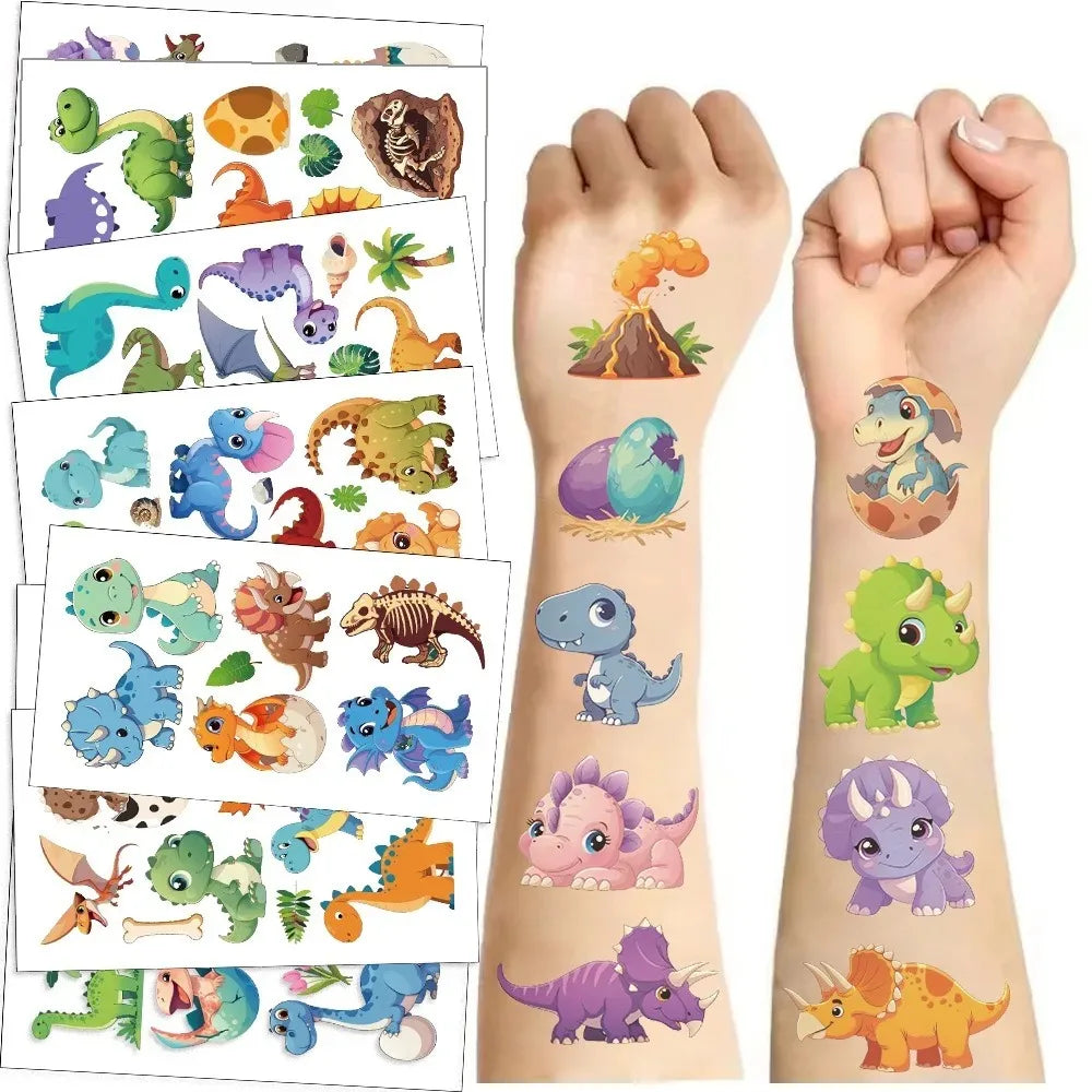 10pcs Cartoon DinosaurTemporary Tattoo Kids Stickers Face Body Transfer Fun Party Gift
