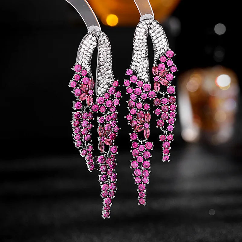 Bilincolor Golden Orange Long Tassel Earring for Women Wedding