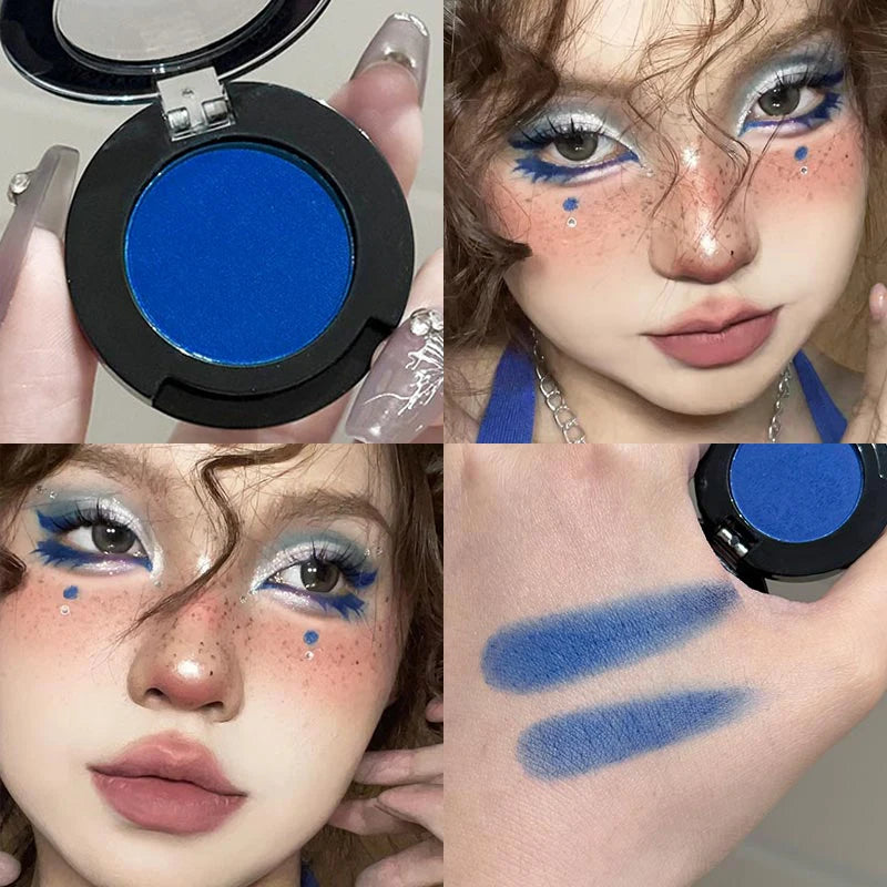 1Pc Blue Black Red Eyeshadow Palette Halloween Makeup Girl Smoky Punk Eye Shadow Palette Matte White Lying Silkworm Eye Cosmetic