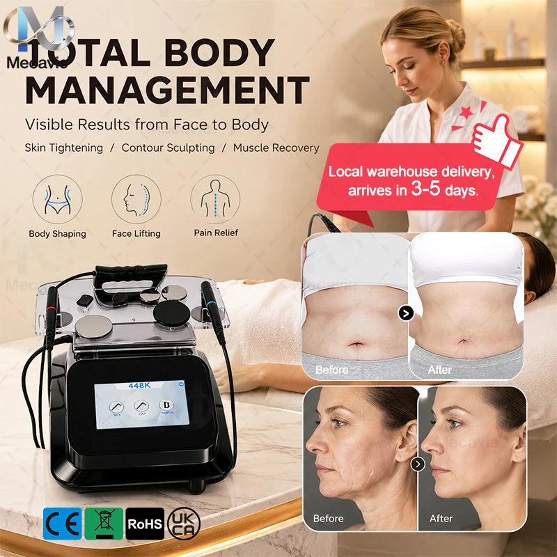 2026 INDIBA 448KHZ Tecar Therapy Machine Physiotherapy Pain Relief Body Slimming Skin Rejuvenation Professional SPA Salon Beauty
